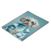 Carnet Chien de mode en tenue bleue (Côté gauche)