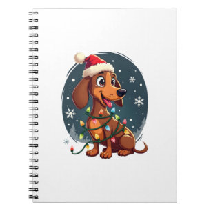 Carnet Chien de Noël Dachshund Père Noël Xmas Wiener Femm