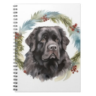 Carnet Chien de Noël festif de Terre-Neuve