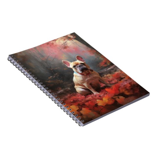 Carnet Chien de taureau français en automne Leaves automn (Côté Droit)