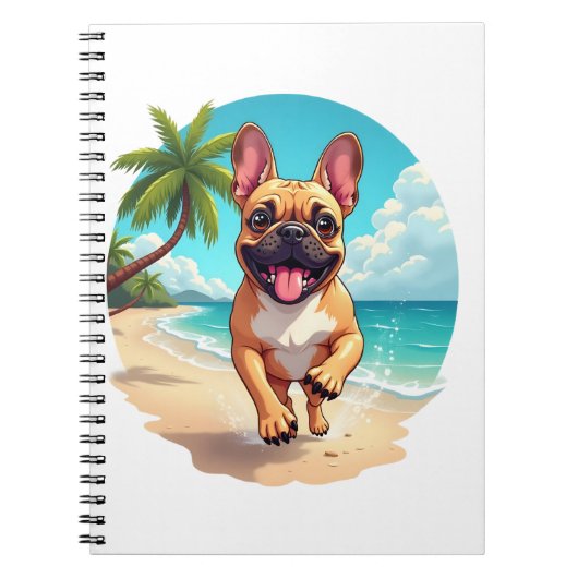 Carnet Chien de taureau français sur une plage (Devant)