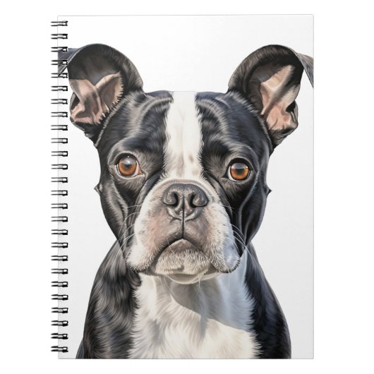 CARNET CHIEN DE TERRIER BOSTON BLACÉ ET BLANC (Devant)
