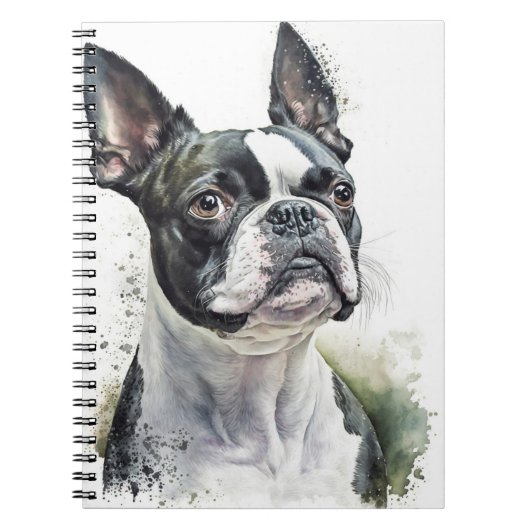 CARNET CHIEN DE TERRIER BOSTON BLACÉ ET BLANC (Devant)