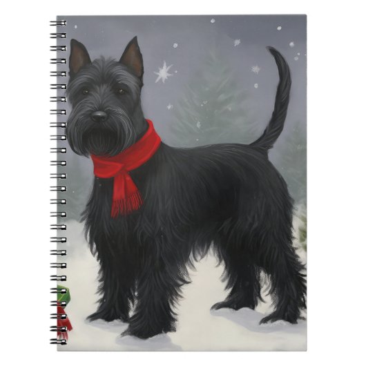 Carnet Chien de Terrier écossais en Noël de neige (Devant)