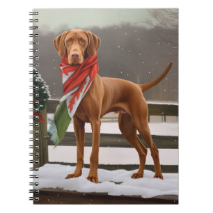 Carnet Chien de Vizsla à Noël de neige