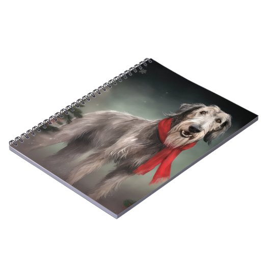 Carnet Chien de Wolfhound à Noël de neige (Côté gauche)