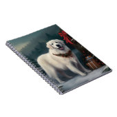 Carnet Chien des Pyrénées dans la neige de Noël (Côté Droit)
