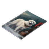 Carnet Chien des Pyrénées dans la neige de Noël (Côté gauche)