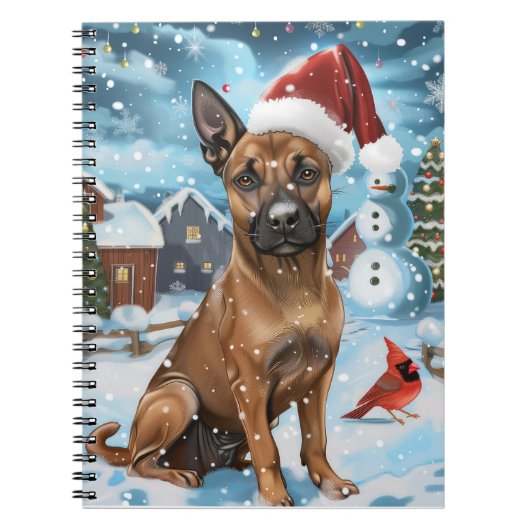 Carnet Chien d'hiver belge Malinoi Wonderland Noël (Devant)