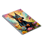 Carnet Chien Doberman, Fleurs Et Scène De Montagne (Côté Droit)