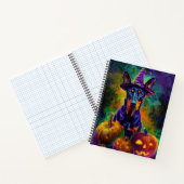 Carnet Chien Dobermann Effrayant Sorcière d'Halloween et (Intérieur)