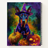 Carnet Chien Dobermann Effrayant Sorcière d'Halloween et (Dos)