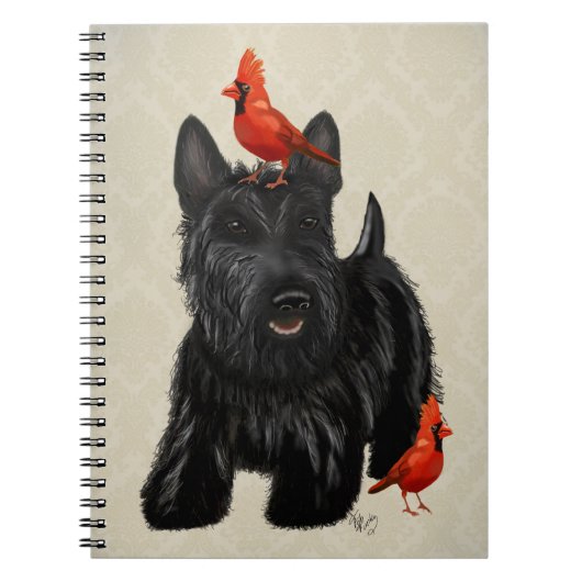 Carnet Chien écossais et Oiseaux rouges (Devant)