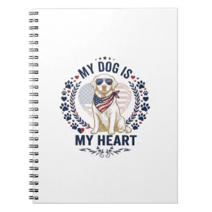 Carnet Chien est cœur drapeau américain lunettes de solei