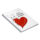 Carnet Chien français mignon personnalisé avec un coeur r (Côté Droit)