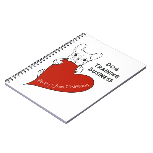 Carnet Chien français mignon personnalisé avec un coeur r (Côté gauche)