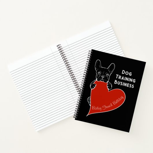 Carnet Chien français mignon personnalisé avec un coeur r (Intérieur)