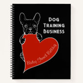 Carnet Chien français mignon personnalisé avec un coeur r (Devant)