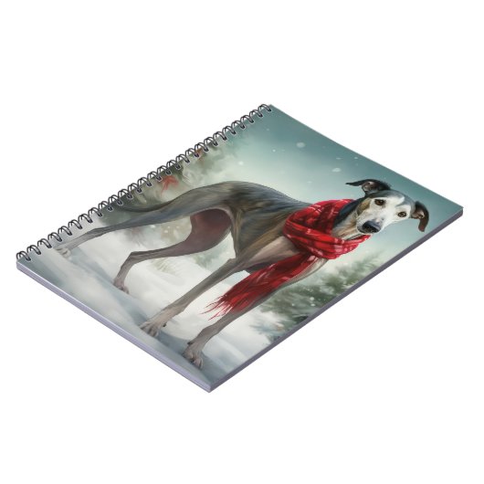 Carnet Chien gris à Noël de neige (Côté gauche)