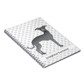 Carnet Chien gris italien bleu avec texte personnalisé (Côté Droit)