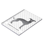 Carnet Chien gris italien bleu avec texte personnalisé (Côté gauche)