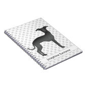 Carnet Chien gris italien noir avec texte personnalisé (Côté Droit)