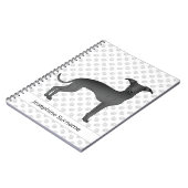 Carnet Chien gris italien noir avec texte personnalisé (Côté gauche)