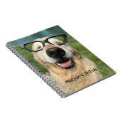 Carnet Chien heureux de golden retriever en verres nerd (Côté Droit)