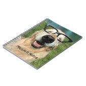 Carnet Chien heureux de golden retriever en verres nerd (Côté gauche)