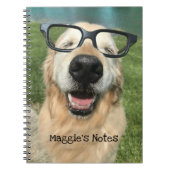 Carnet Chien heureux de golden retriever en verres nerd (Devant)