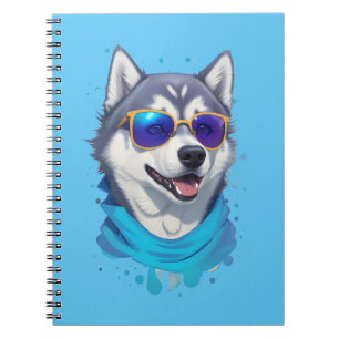 Carnet Chien Husky Portant du verre soleil dans la lueur