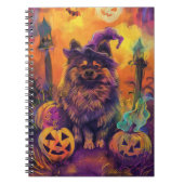 Carnet Chien Keeshond effrayant Halloween Sorcière et Cit (Devant)