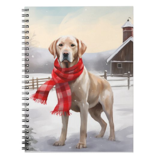 Carnet Chien Labrador dans la neige de Noël (Devant)