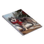 Carnet Chien malamué de l'Alaska en Noël de neige (Côté Droit)