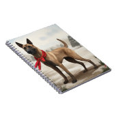 Carnet Chien malinois belge à Noël de neige (Côté Droit)