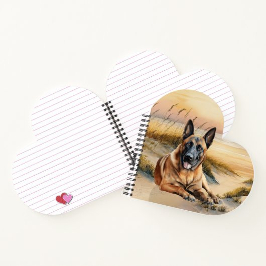 Carnet Chien Malinois Belge Anse de la Plage Côtière (Intérieur)