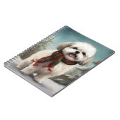 Carnet Chien Malti Tzu à Noël de neige (Côté gauche)