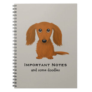 Carnet Chien mignon rouge aux cheveux longs de bande