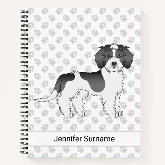 Carnet Chien Mini Goldendoodle Parti-couleur Noir & Texte (Devant)