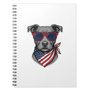 Carnet Chien Patriotique Avec Lunettes De Soleil Design D