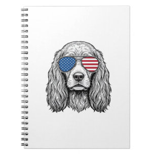 Carnet Chien Patriotique avec Lunettes de Soleil Drapeau