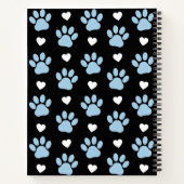 Carnet Chien Paws, Blue Paws, White Hearts, Votre Nom (Dos)