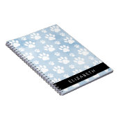 Carnet Chien Paws, White Paws, Blue Watercolor, Votre nom (Côté Droit)