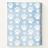 Carnet Chien Paws, White Paws, Blue Watercolor, Votre nom (Dos)