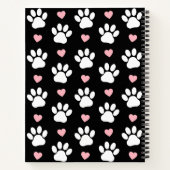 Carnet Chien Paws, White Paws, Rose Hearts, Votre Nom (Dos)