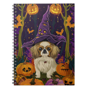 Carnet Chien Pékin Spooky Halloween Sorcière Et Citrouill