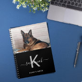 Carnet Chien photo personnalisée noir blanc monogramme