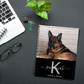 Carnet Chien photo personnalisée noir blanc monogramme