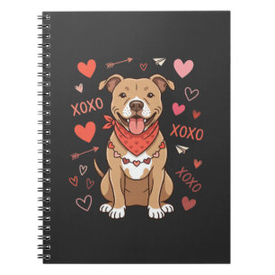 Carnet Chien Pitbull de la Saint-Valentin XOXO Design d'a