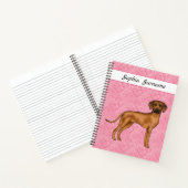 Carnet Chien Rhodesian Ridgeback sur cœurs roses avec tex (Intérieur)